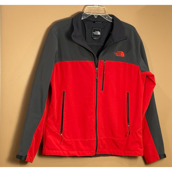 The North Face Apex Bionic Jacket Mens Medium Gray Red Softshell Full Zip EUC - Picture 1 of 9